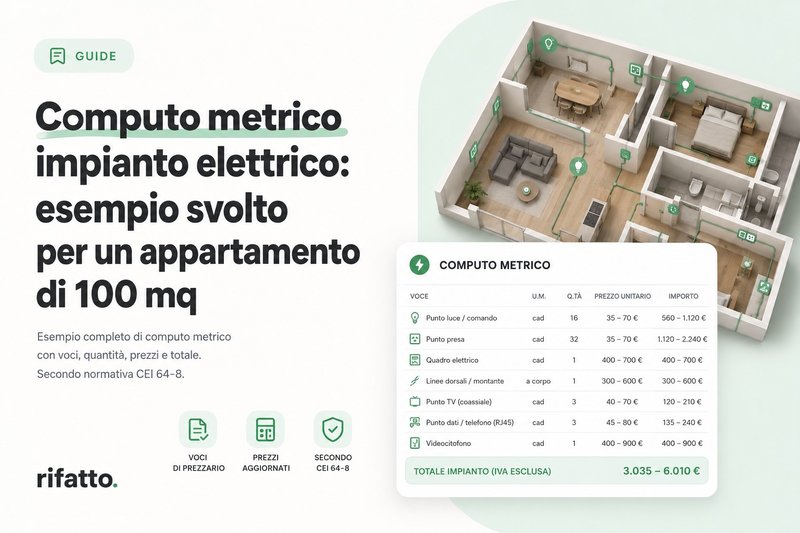 Computo metrico impianto elettrico: esempio svolto per un appartamento di 100 mq